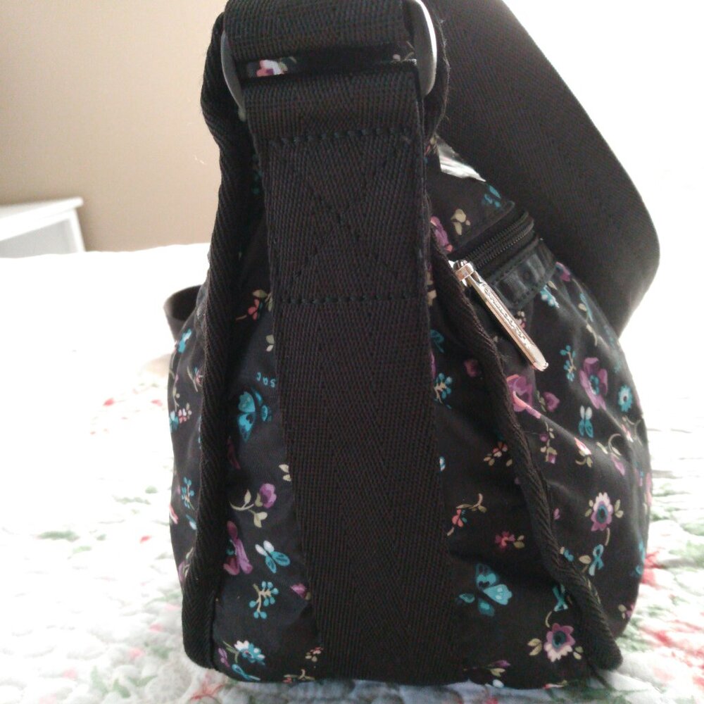 Nwot, black floral lesportsac crossbody. - Picture 2 of 16